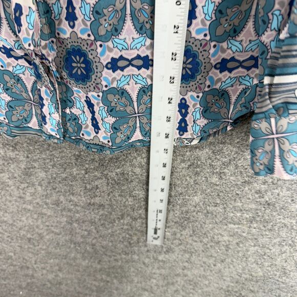 Collective Concepts Shirt Women S Small Gray Floral Button Up V-Neck Long Sleeve - Picture 6 of 7